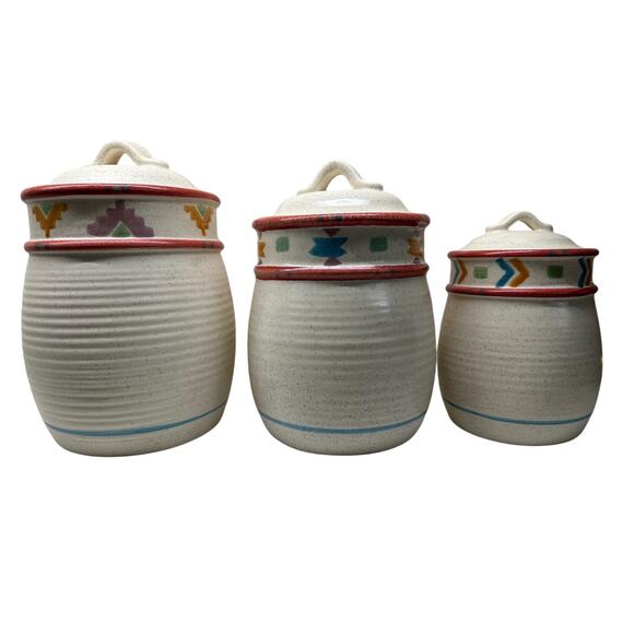 Vintage Saratoga Treasure Craft USA Ceramic Canister Set (Set of 3) - Picture 2 of 10